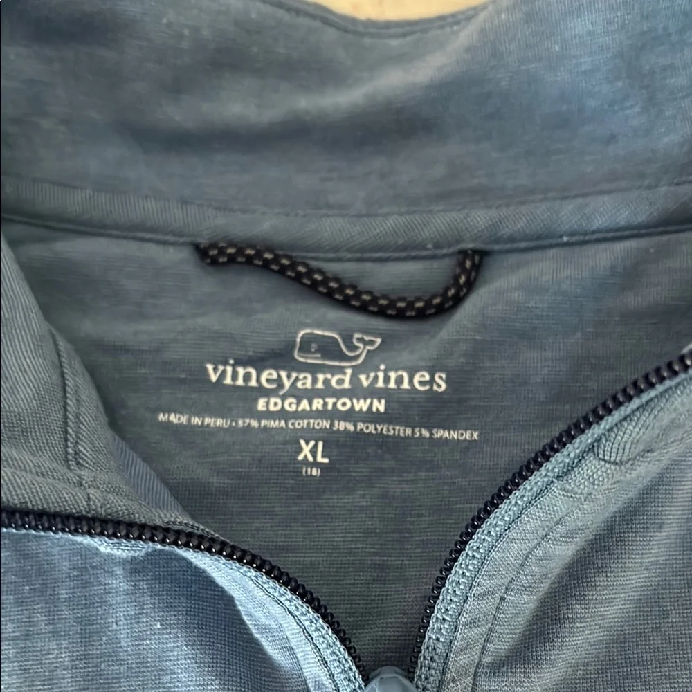 Vineyard Vines Light Blue Zip Up Sweater with Standing Collar